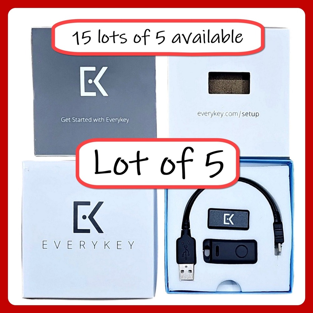 Everykey Smart Key Bluetooth Lot of 5 Black Password Security Tech Device NWT